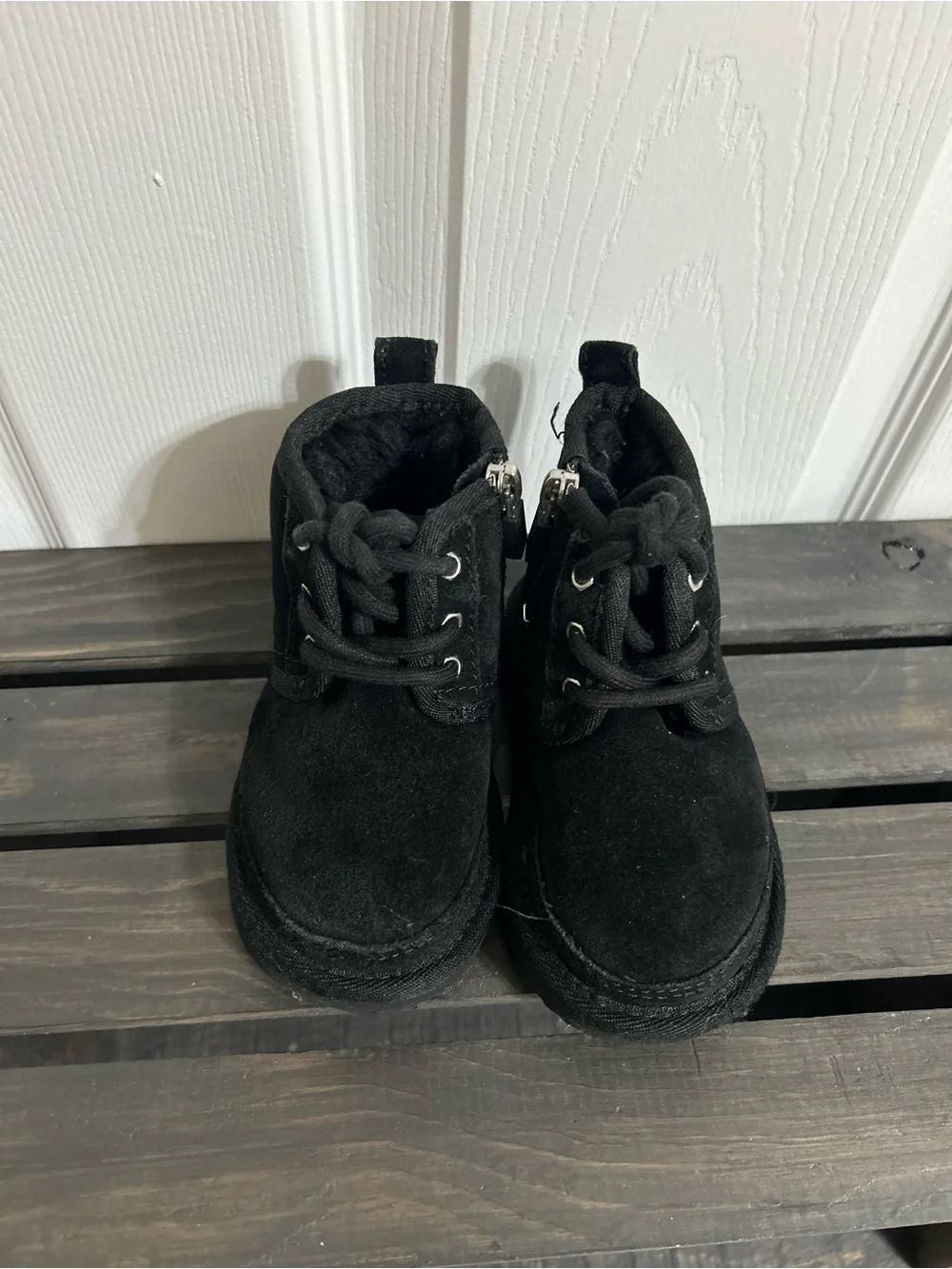 Ugg Toddler Black Suede Boots W/ Side Zip Size 6